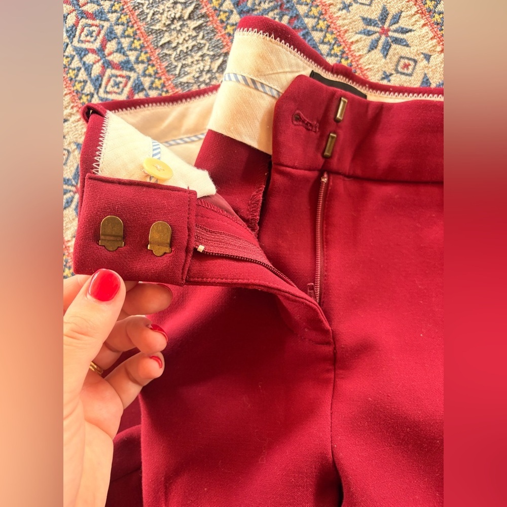 J. Crew NWOT Deep Red Cameron Matchstick Dress Pants Ankle Cropped size 2 - Picture 6 of 6